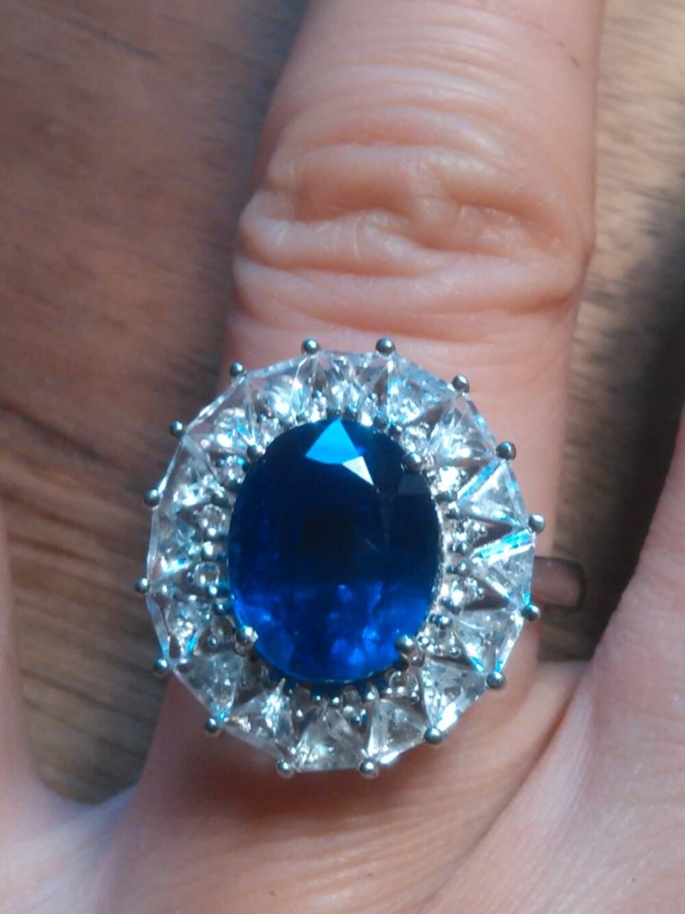Natural Kyanite and White Topaz Sterling Silver Ring (Size 8)
